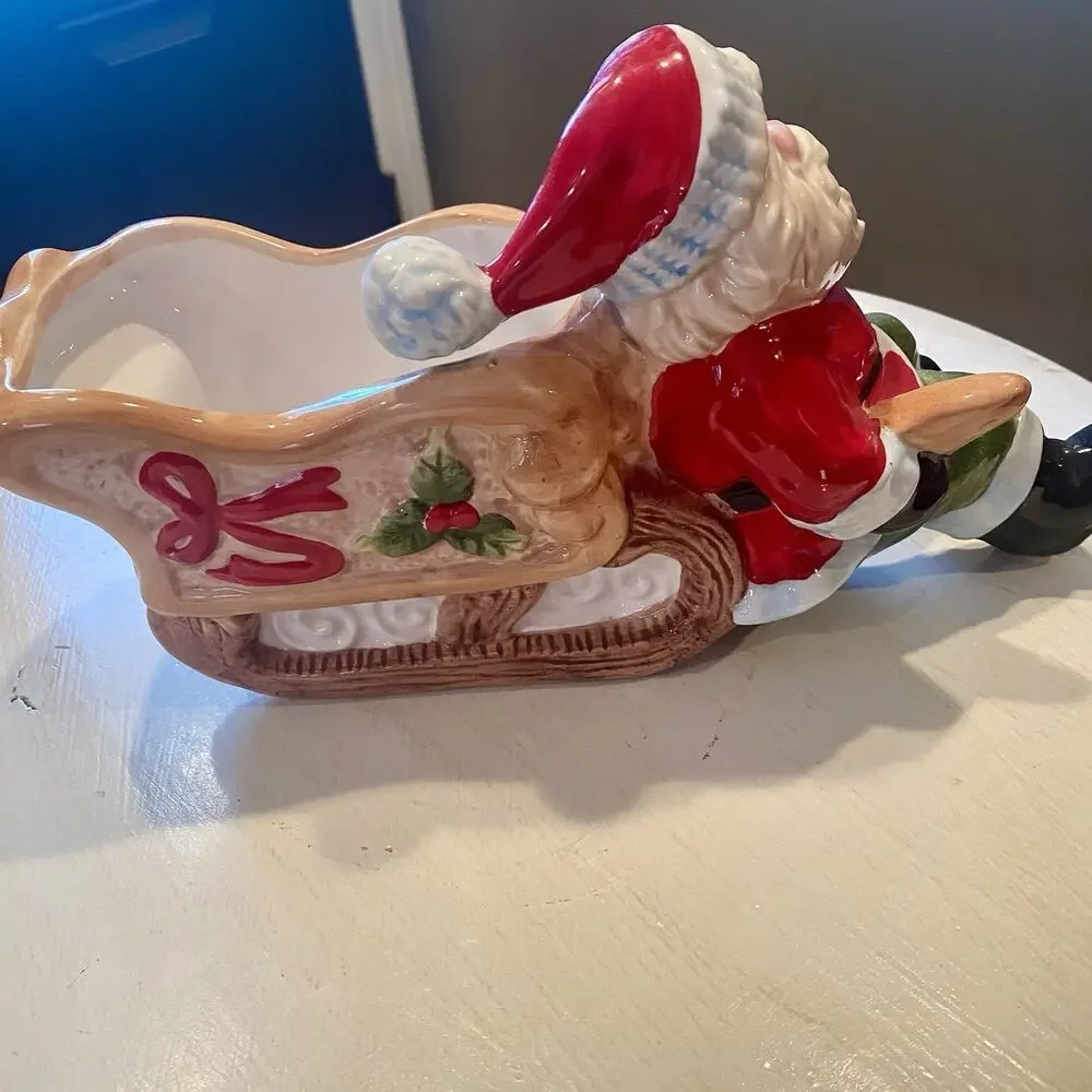 Ceramic Santa with Sleigh Hand Painted‎